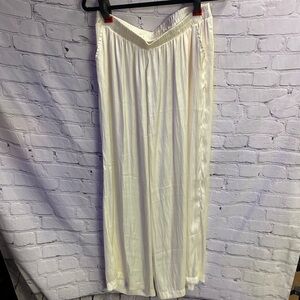 Ascot and Hart Women’s Cream Off White Wide Leg Elastic Waist Pants Pockets Sz L